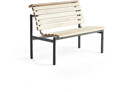 Ławka drewniana AURORA, 1200x700x900 mm, rama czarny, brzoza