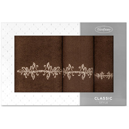 Komplet Ręczników 3szt. Kamelia 380 Brąz+Beż