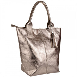 Torba shopper w kolorze starego złota ze skóry