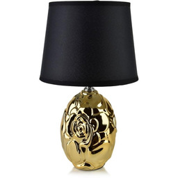 Lampa ceramiczna lampka nocna stołowa złoto-czarna LETI 31,5x16cm