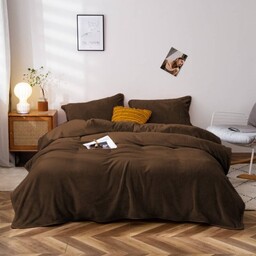 Pościel pluszowa 160x200 3cz. gładka zimowa miś brązowa