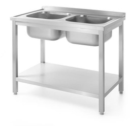 Stół ze zlewem 2-komorowym i półką 1000x600x850 mm
