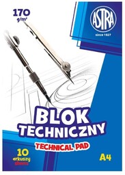 Blok techniczny, A4, biały, 10 sztuk