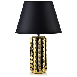 Lampa ceramiczna lampka nocna stołowa złoto-czarna LETI 45x30cm