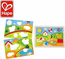 Hape HAP-E1601 Sunny Valley puzzle 3 w 1,