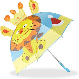 Relaxdays Parasol dziecięcy z lwami 3D, parasol
