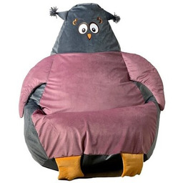 GO GIFT Pufa worek Sowa Szaro-różowy 130 x