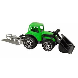 Traktor z ładowaczem i pługiem 52cm zielony