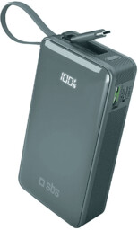 Powerbank SBS 10000mAh z wbudowanym kablem USB-C Cyjan