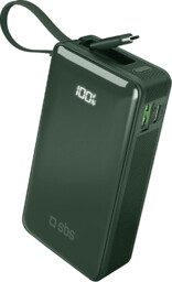 Powerbank SBS 10000mAh z wbudowanym kablem USB-C Zielony