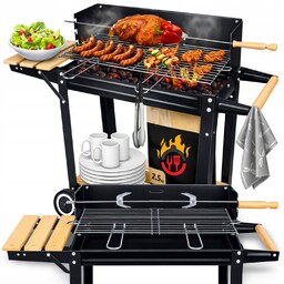 Grill Ogrodowy Duży Smart Rożen Półki na kółkach