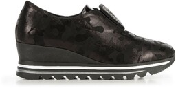 Damskie sneakersy metaliczne na platformie czarne
