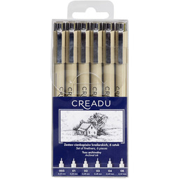 Zestaw cienkopisów kreślarskich, Creadu, 6 sztuk
