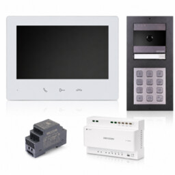 Wideodomofon 2 żyłowy Hikvision Zestaw DS-KIS704EY-ACW2/ALUMINUM Switch Android