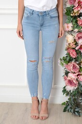 Spodnie jeansowe z dziurami jasny jeans Laos