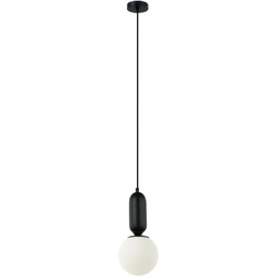Lampa wisząca czarna metalowa z kulistym kloszem PND-02340-1S-BK