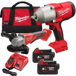 Milwaukee Klucz Udarowy Szlifierka Kątowa 18V 2x5,0Ah Torba