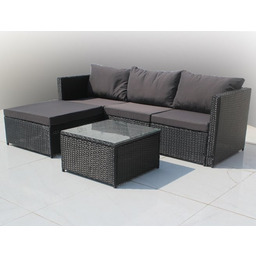 Meble ogrodowe technorattan sofa, stół, dostawka zestaw Volta