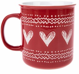 Świąteczny kubek ceramiczny Christmas heart I czerwony, 710