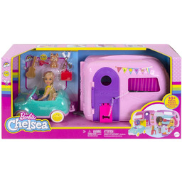 Barbie, Przyczepa kempingowa Chelsea, Lalka Samochód Zestaw 3+