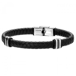 Skórzana, czarna bransoletka męska