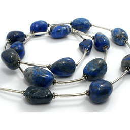 Lapis Lazuli Duży Piękny Naszyjnik Srebro