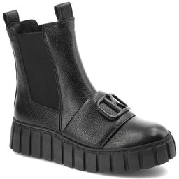 Czarne Botki Karino Skórzane Buty Damskie