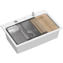 Quadron Zlewozmywak granitowy MARC 110 WORKSTATION biały