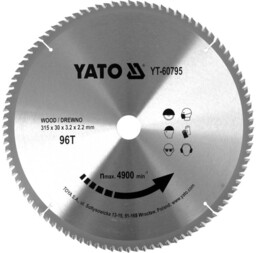 Yato TARCZA WIDIOWA DO DREWNA 315X96TX30MM YT-60795