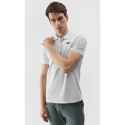 Koszulka polo regular gładka męska 4F 4FWSS24TPTSM130-10S Biały