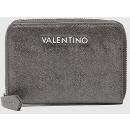 VALENTINO Zestaw ciemnosrebrny portfel damski z lusterkiem