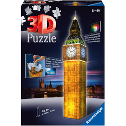 Ravensburger, puzzle 3D, Budynki Nocą, Big Ben, 216
