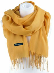Stylion Musztardowy Szalik damski duży Cashmere frędzle SZA-45