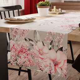 Markizeta Obrus bieżnik wodoodporny 38x140 szary kwiaty Azalea