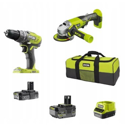 Zestaw Ryobi One R18DDAG-242S 18V szlifierka wkrętakra 2x
