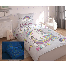 Detexpol Pościel świecąca w ciemności 160x200 Jednorożec Unicorn