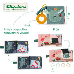 Miękka książeczka aktywizująca z mini gryzakiem Smok Joe