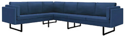Elior 7-osobowa niebieska sofa narożna z tkaniny -