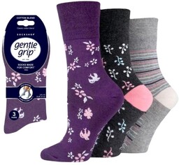 Gentle Grip 3PACK Damskie bezuciskowe skarpetki - ROMANCE