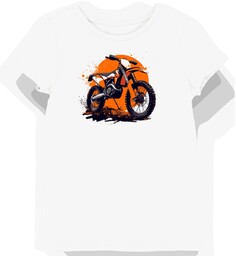Koszulka damska biała z dynamicznym motywem motocykla KTM