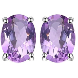 LILU Srebrne kolczyki z ametystami lila owal 1,1