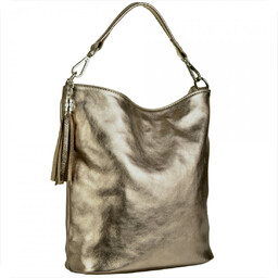 Lekka skórzana torebka shopper bag stare złoto L