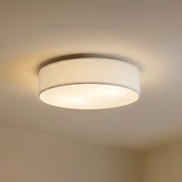 Lampa Sufitowa Lindby, Sebatin, ściemnialny, biały, sypialnia, tkanina