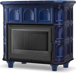 Piec kominek kaflowy z żeliwnym wkładem FLORENCJA Kobalt