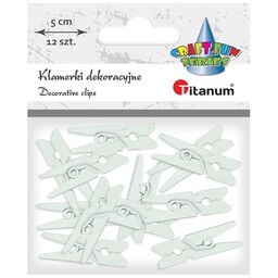 Klamerki dekoracyjne białe 5cm 12szt Titanum 365422