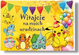 Baner urodzinowy wodoodporny girlanda Pokemon