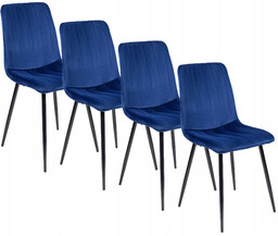 Zestaw 4x Krzesła IBIS Granatowe Welur Salonu Loft