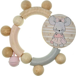 Hess Holzspielzeug 11141 - Drewniana grzechotka motoryczna, myszka