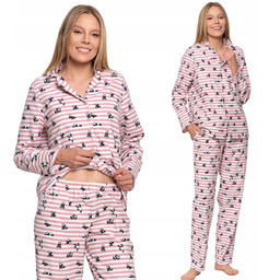 DŁUGA PIŻAMA DAMSKA W PASKI I MISIE PANDA