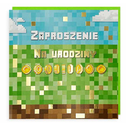 Zaproszenie urodzinowe Piksele - 5 szt.